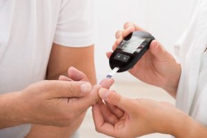 A person receiving their insulin.